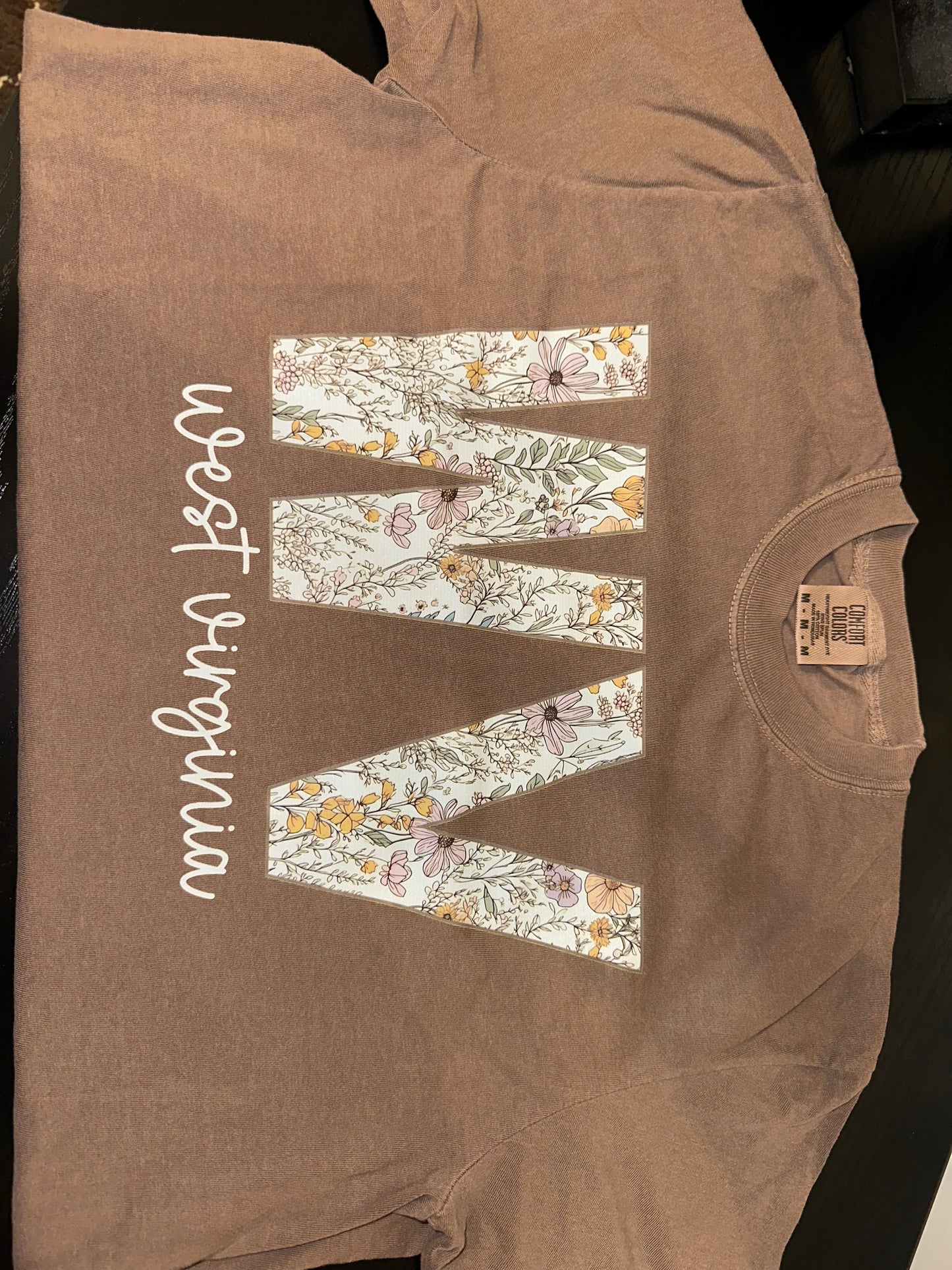 West Virginia Floral- Comfort Colors Tee (brown)