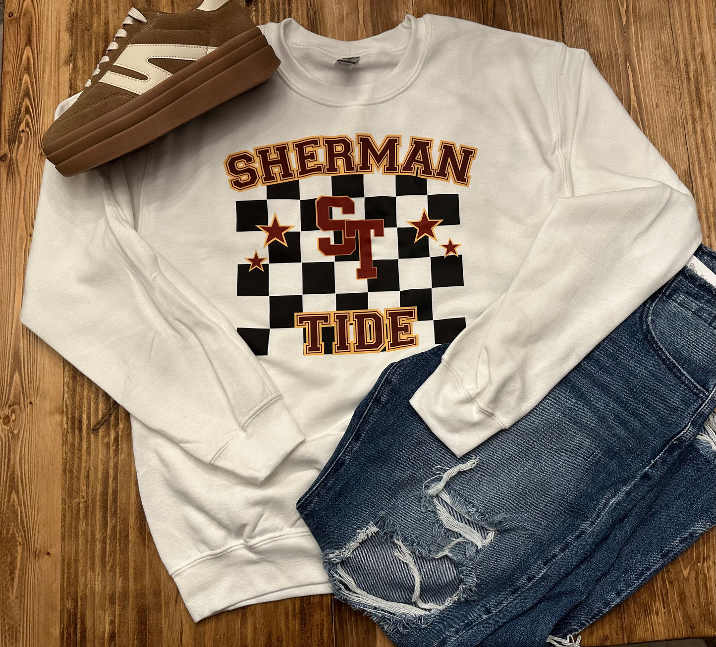 Sherman Tide- ST- Checker Crewneck