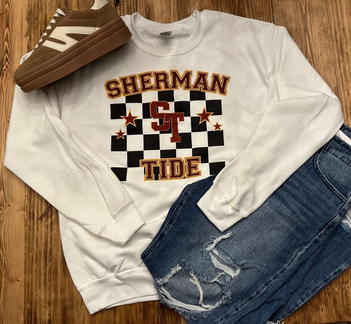 Sherman Tide- ST- Checker Crewneck