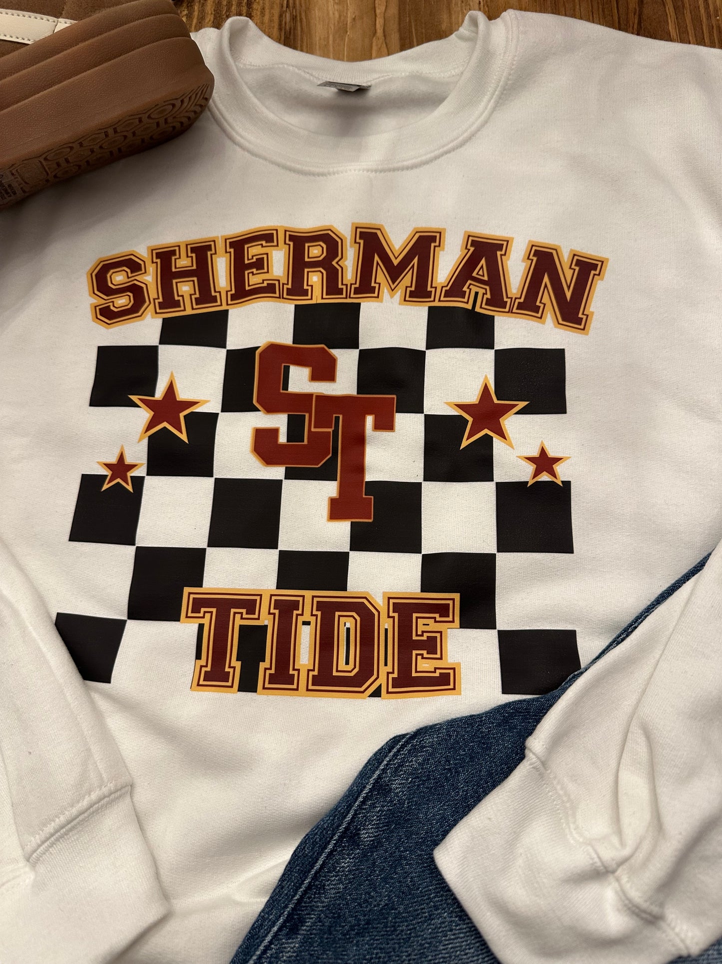 Sherman Tide- ST- Checker Crewneck