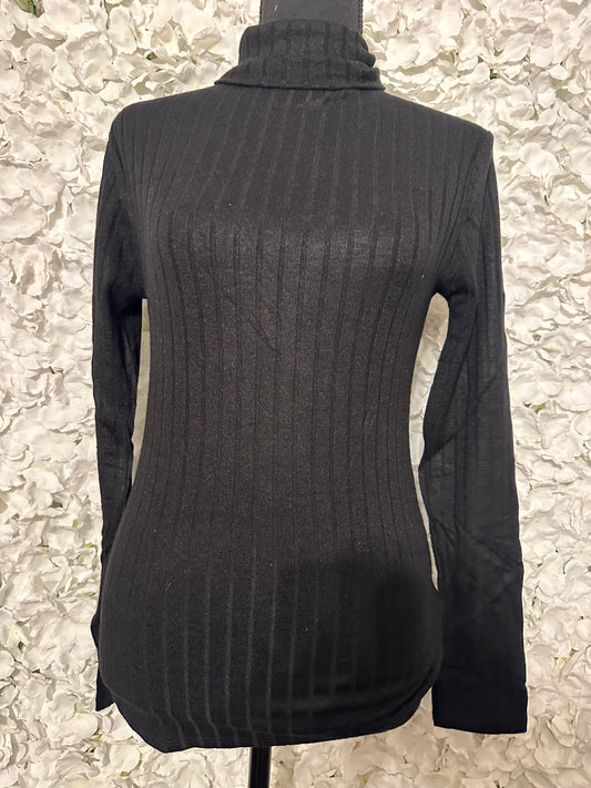 Mila Ribbed Turtle-Neck Long Sleeve Top