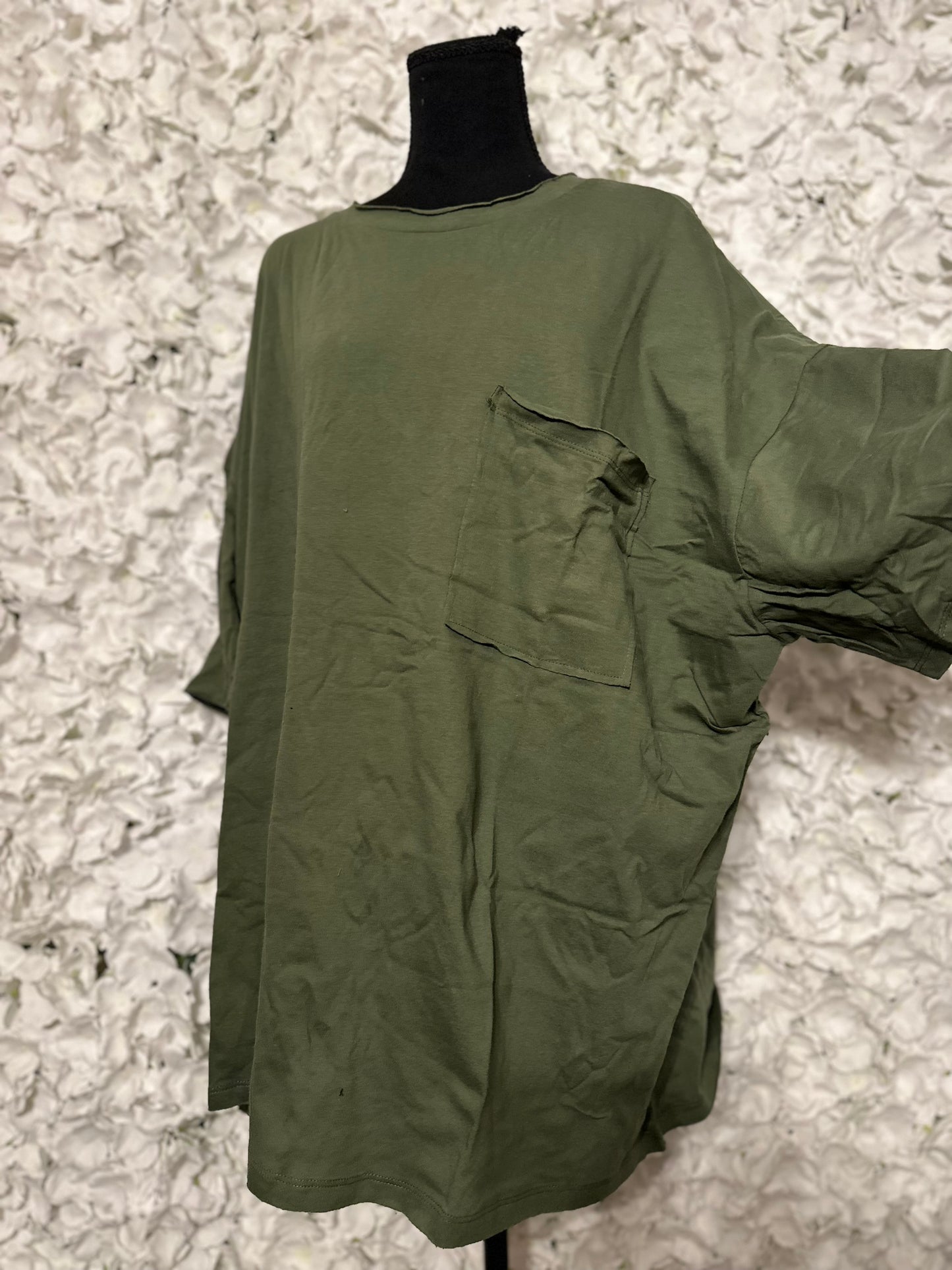 Paige Plus Oversized Pocket Olive Tee