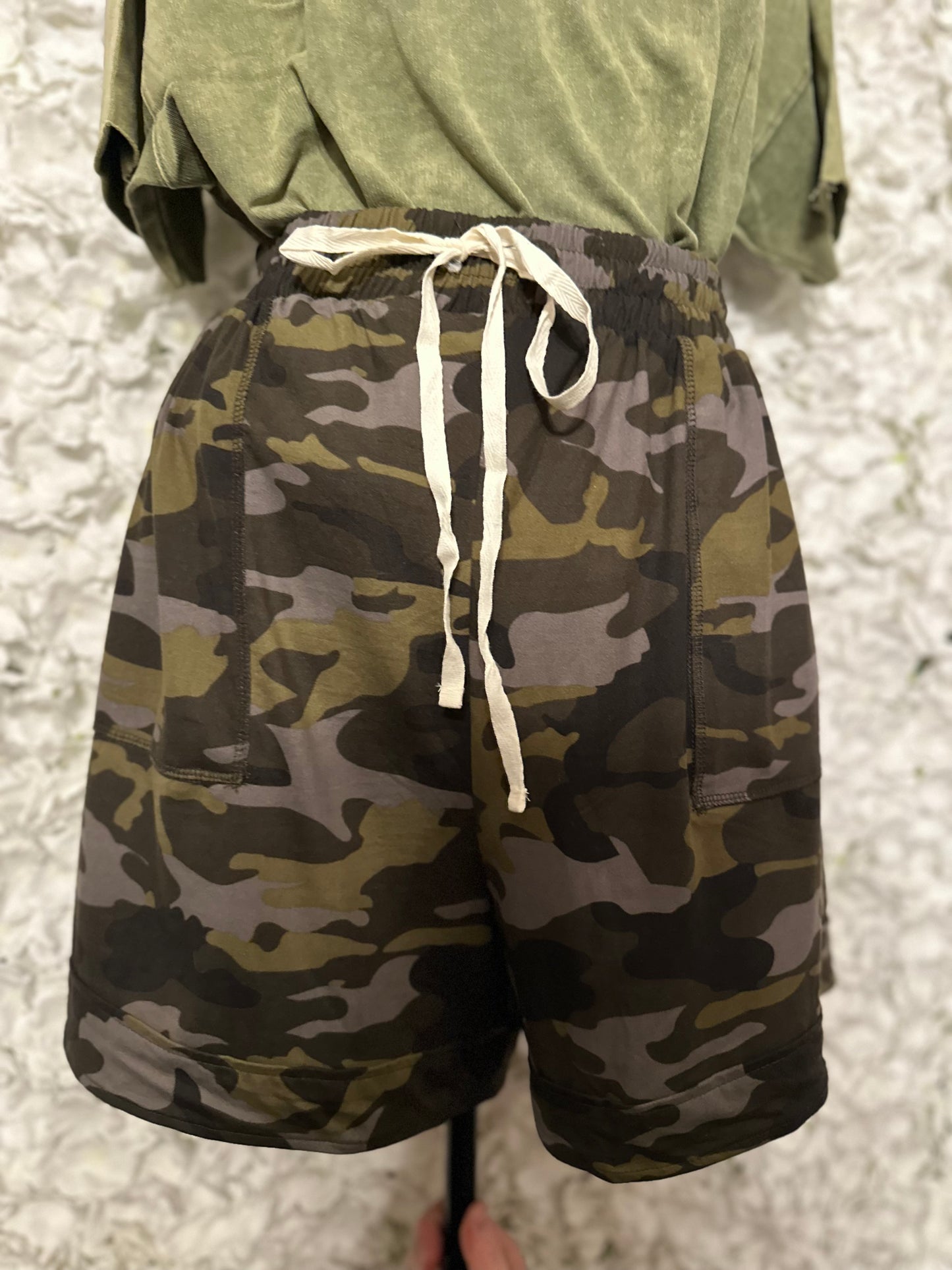 Madeline Plus Camo Pocket Shorts