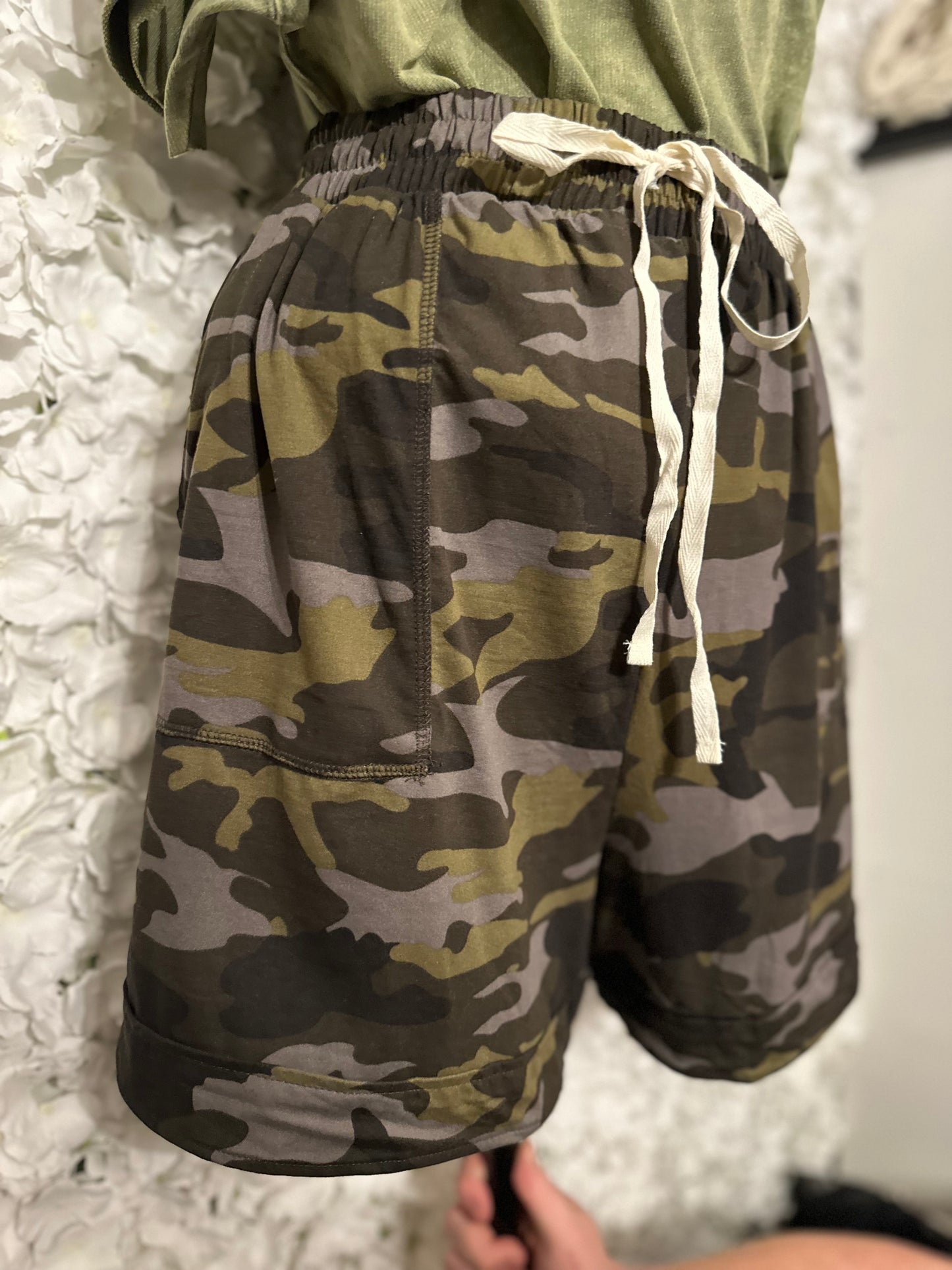 Madeline Plus Camo Pocket Shorts