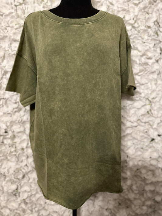 Lexi Mineral Wash Olive Tee