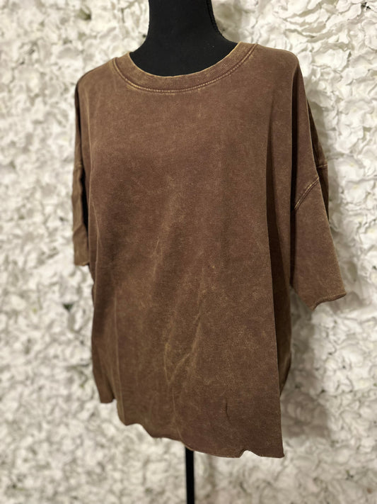 Adeline Mineral Wash Brown Tee