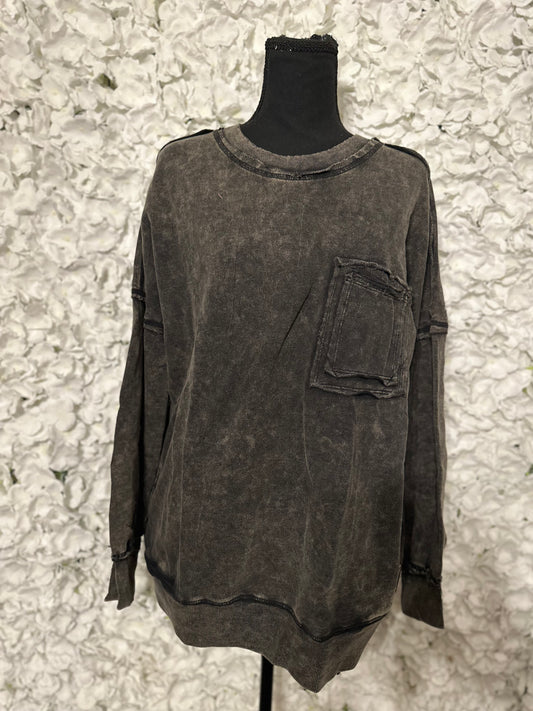 Abigail Mineral Wash Pocket Pullover