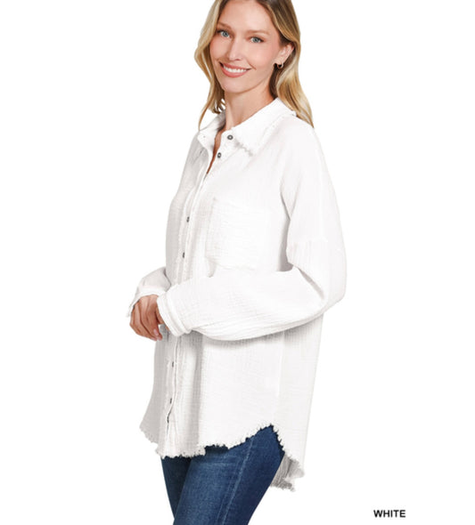 White McKenzie Button-Up Shacket