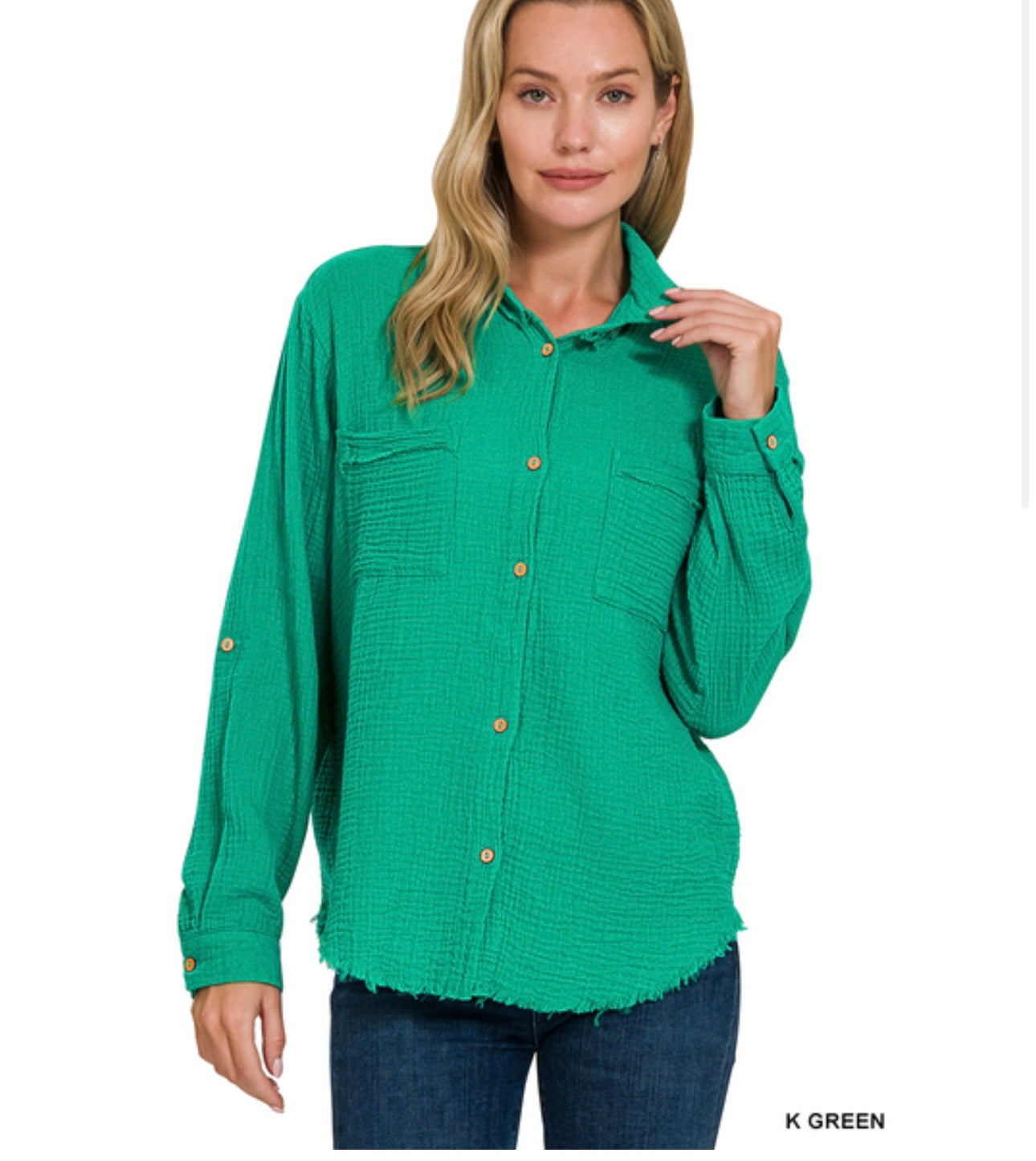 Green McKenzie Button-Up Shacket