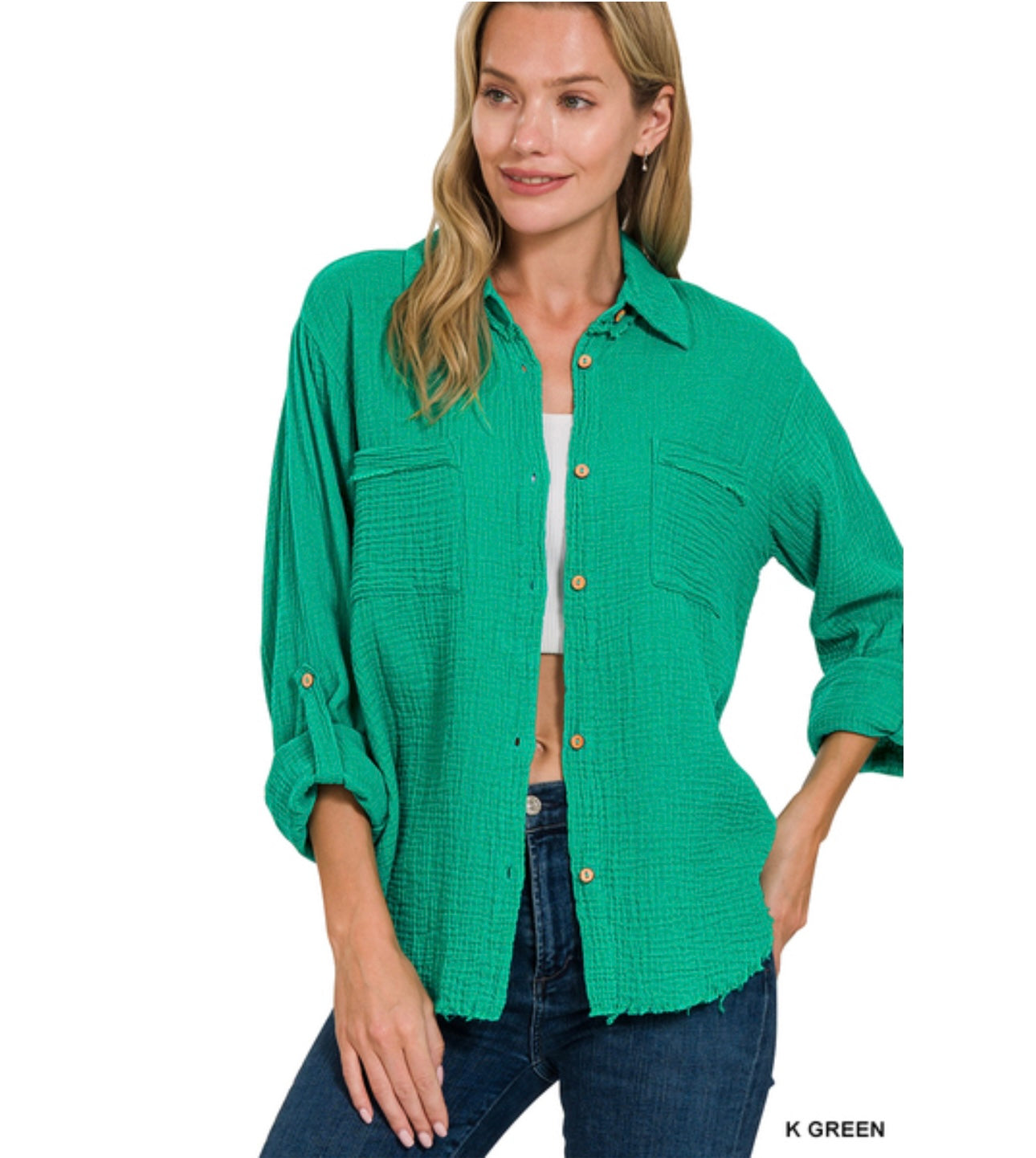 Green McKenzie Button-Up Shacket