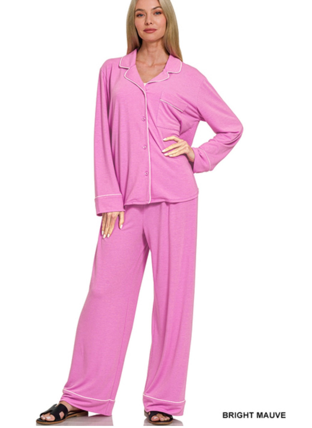 Ava 2-Piece Lounge/ Pajama Set-Pink