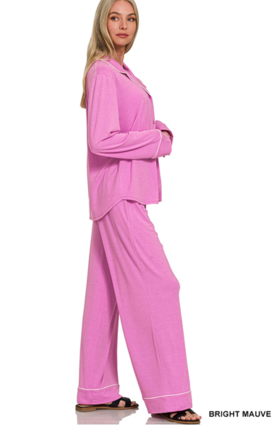 Ava 2-Piece Lounge/ Pajama Set-Pink