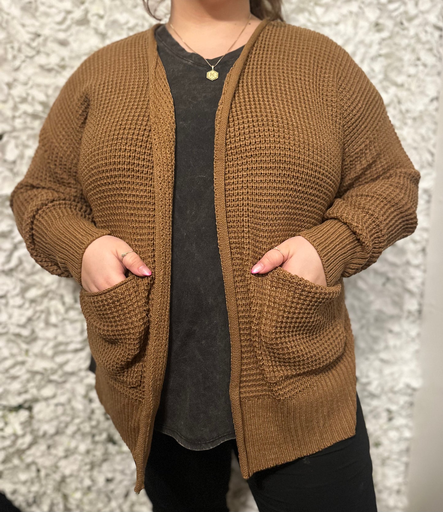 Wren Plus Waffle Knit Cardigan Sweater