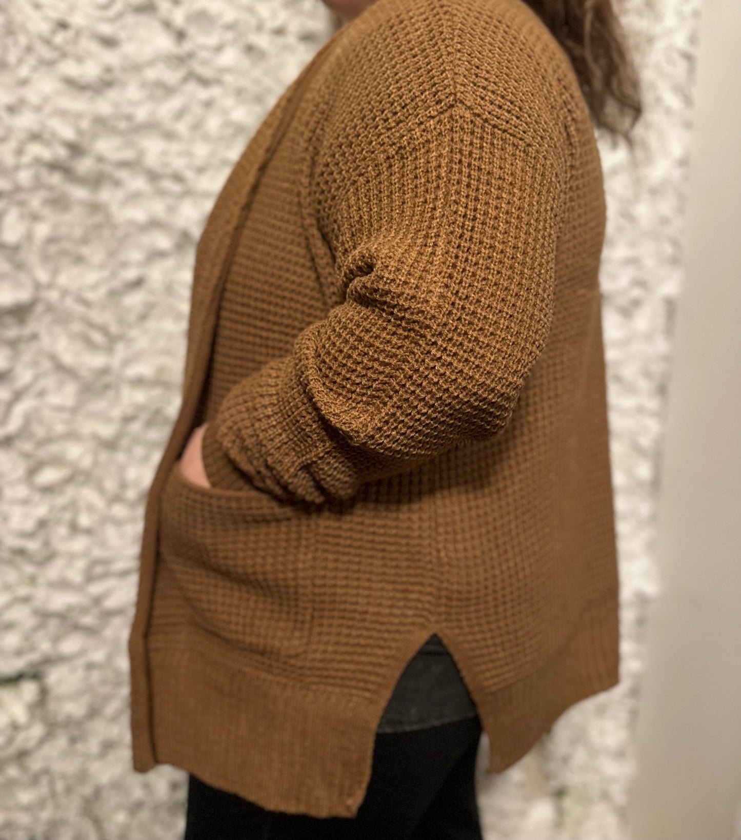 Wren Plus Waffle Knit Cardigan Sweater